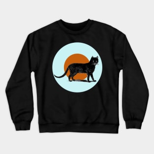 Halloween Black Cat, Signs and Symbols - Pale Blue and Cinnamon Crewneck Sweatshirt